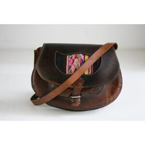 Vintage Dark Brown Leather Handmade Crossbody